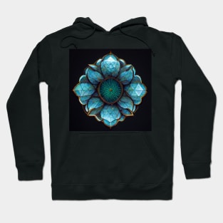 Blue crystal lotus flower mandala Hoodie